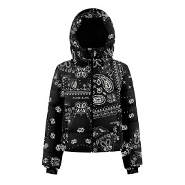 Girls synthetic down ski jacket paisley black Chloe