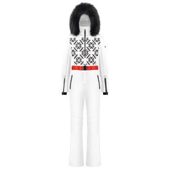 Womens overall snow white with fake fur