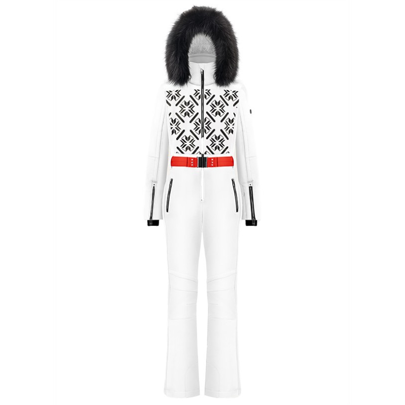 Womens overall snow white with fake fur
