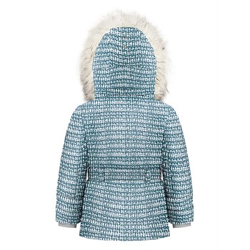 Girls synthetic down ski jacket tweed gothic blue