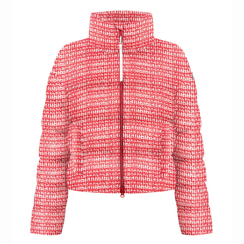 Womens synthetic down ski jacket tweed scarlet red