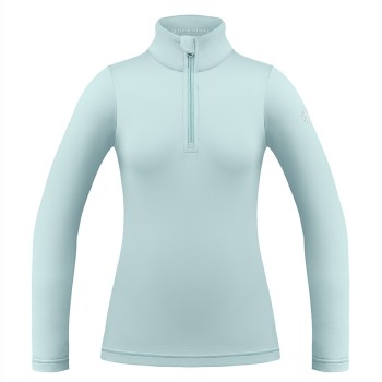 Womens base layer with zip aloe blue