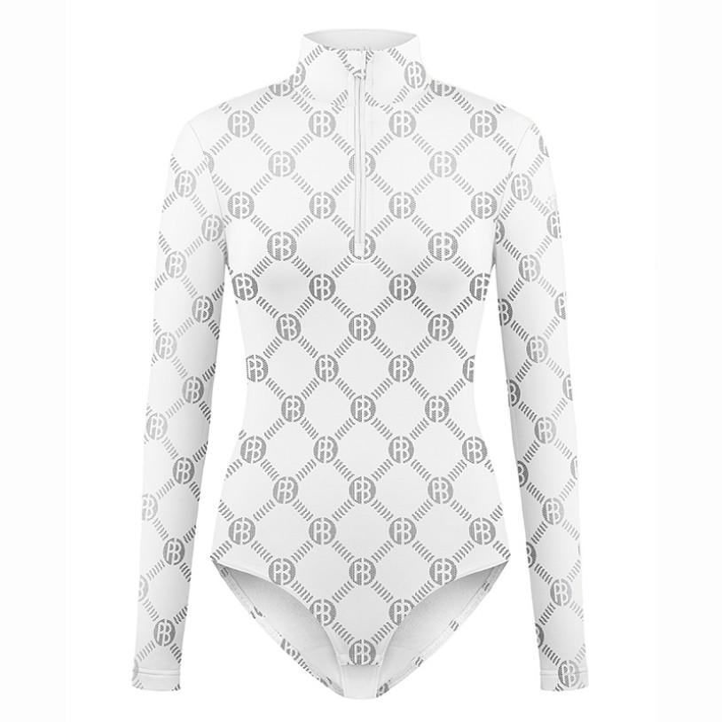 Womens base layer bodysuit monogram white