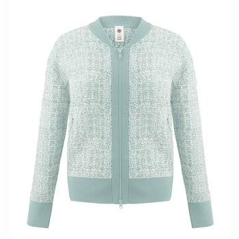 Womens knit jacket tweed aloe blue