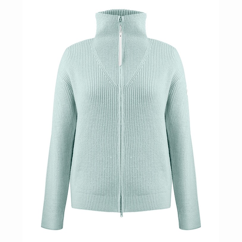 Womens knit jacket aloe blue
