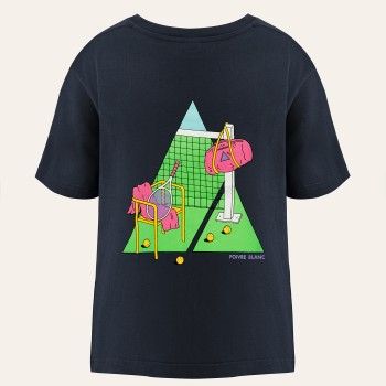 Girls cotton t-shirt tennis navy blue