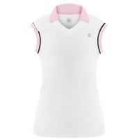 Womens polo shirt white/powder pink