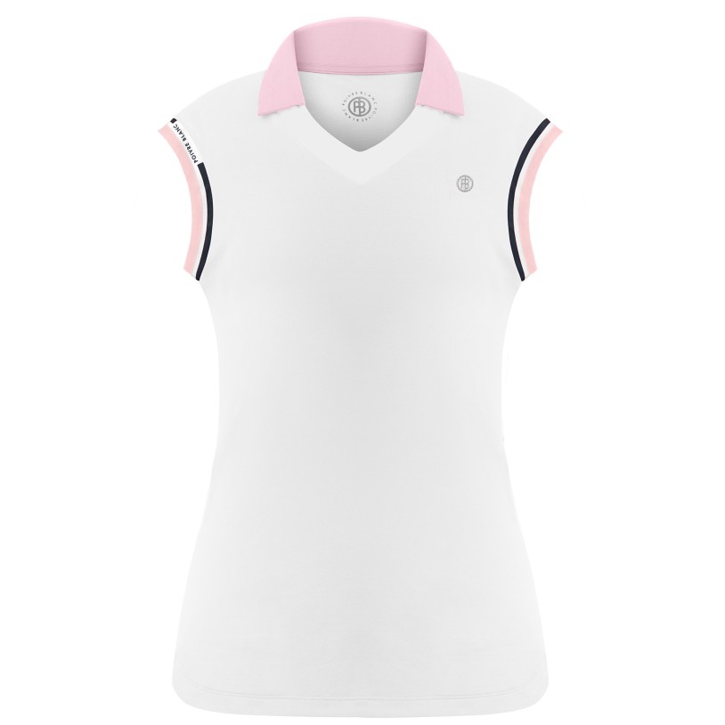 Womens polo shirt white/powder pink