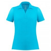 Womens polo t-shirt cream blue (recycled)