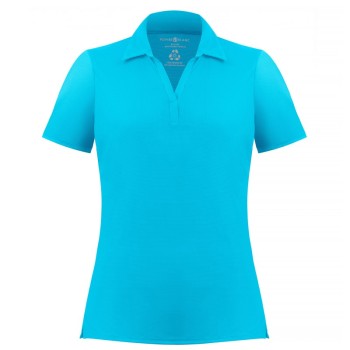 Womens polo t-shirt cream blue (recycled)