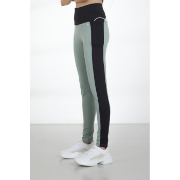 Womens leggings leaf green/black