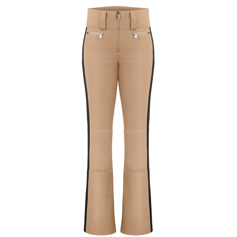 Womens stretch ski pants almond brown/black