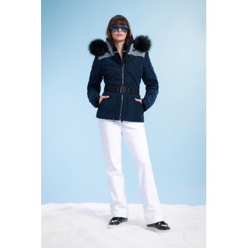 Womens ski jacket silvery gothic with fake fur