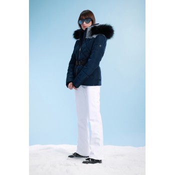 Womens ski jacket silvery gothic with fake fur