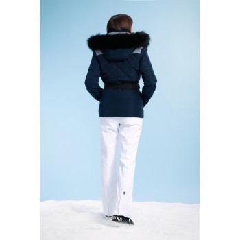 Womens ski jacket silvery gothic with fake fur