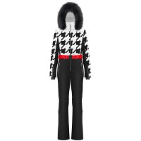 Womens overall check black with fake fur