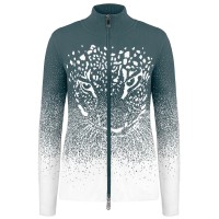 Womens knit jacket ever green/white