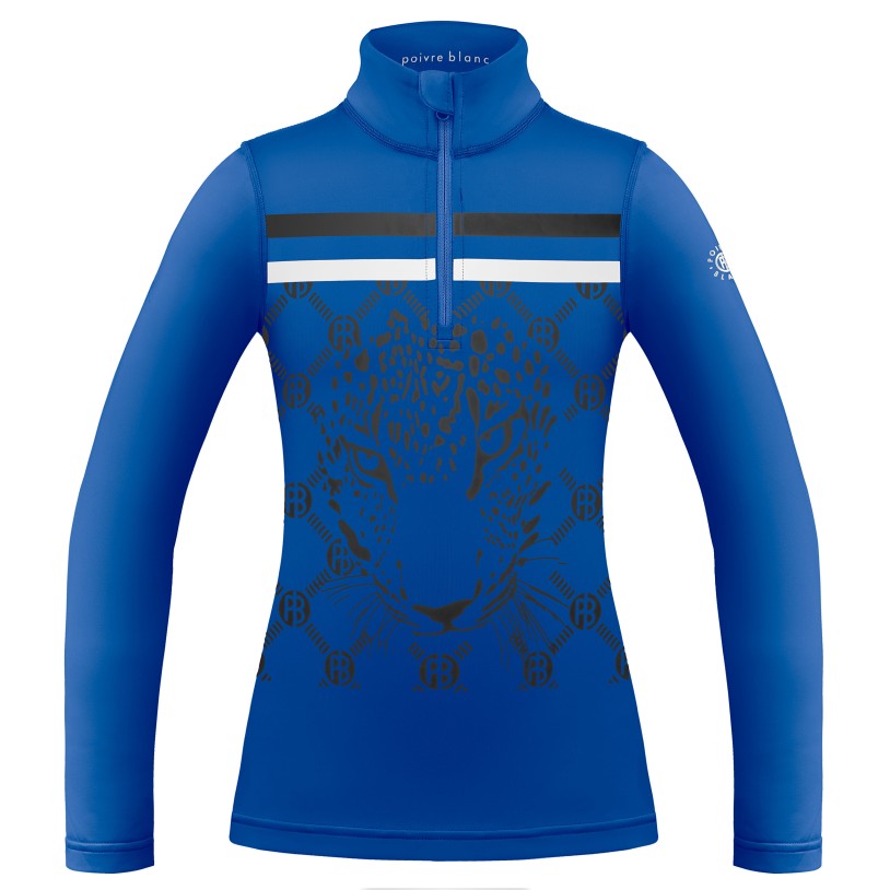 Womens base layer with zip leopard infinity blue