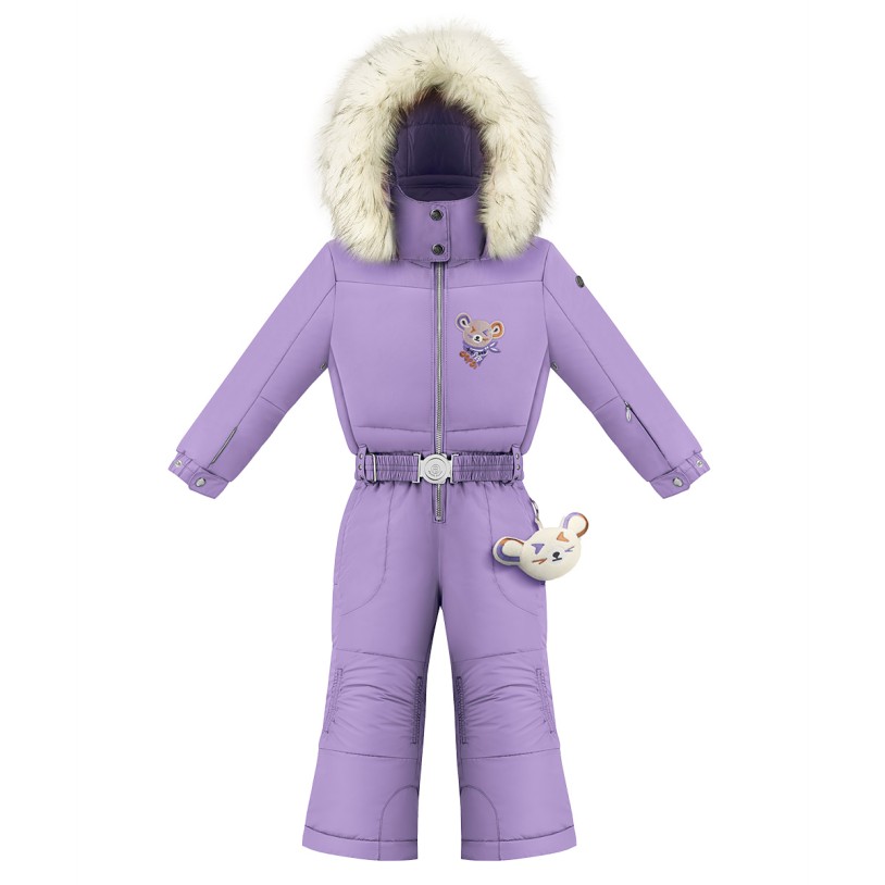 Girls overall lavender purple Joyce with fake fur