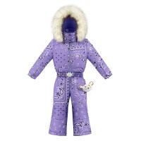 Girls overall paisley purple Joyce with fake fur