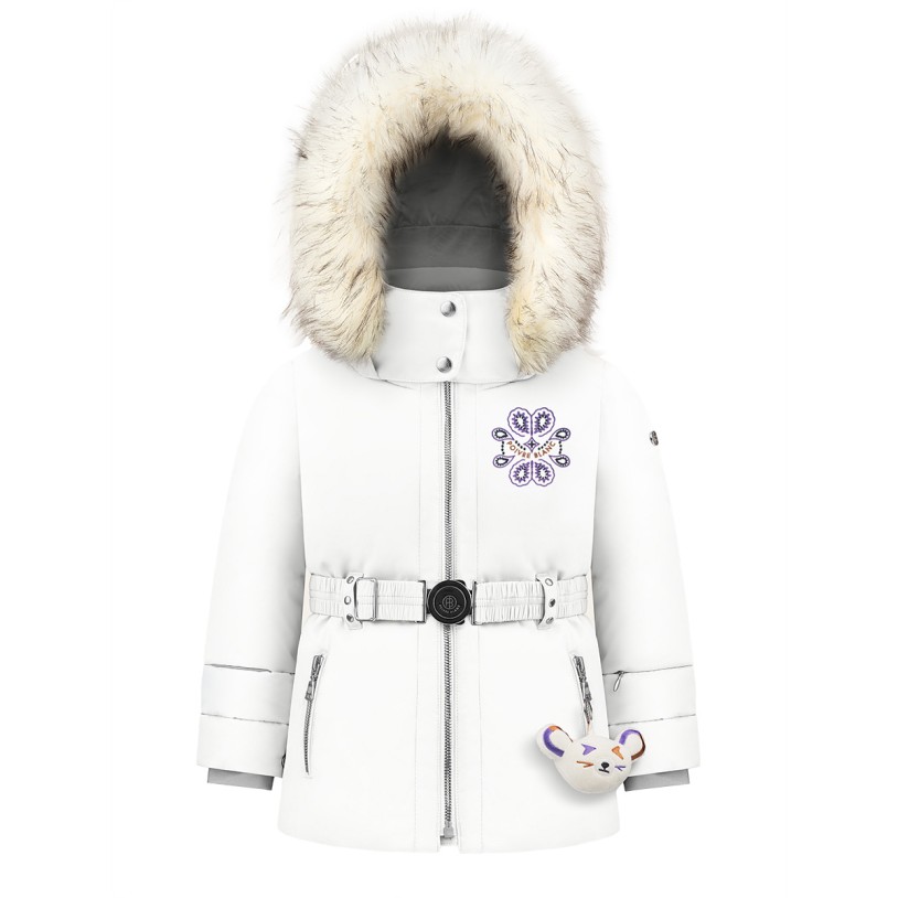 Girls synthetic down ski jacket white June